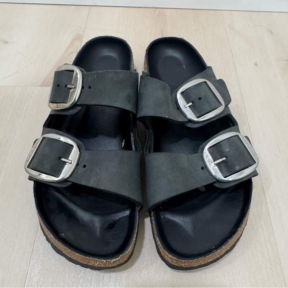 Birkenstock Arizona Big Buckle Slide Sandal Black Oiled Leather Women 40 US9-9.5 - Picture 2 of 11